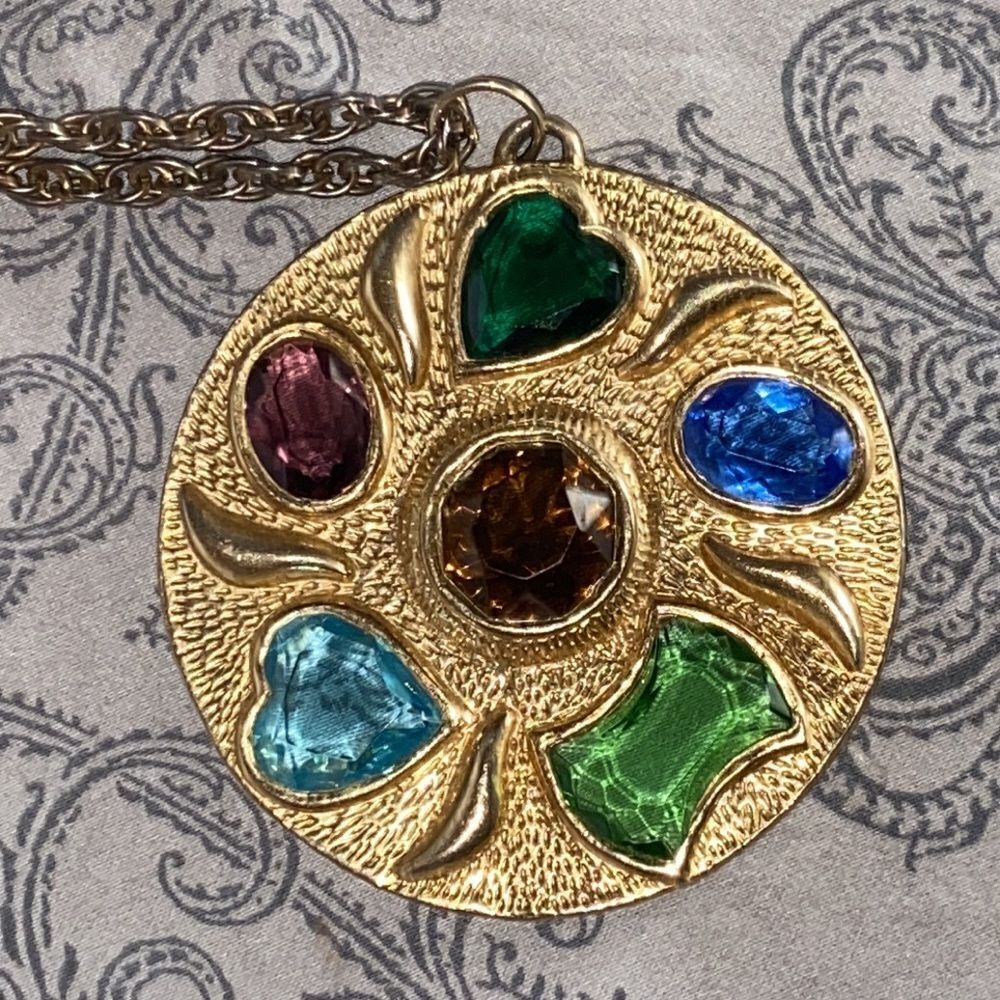 Large Multicolored Multi-Shaped Stone Round Pende… - image 4